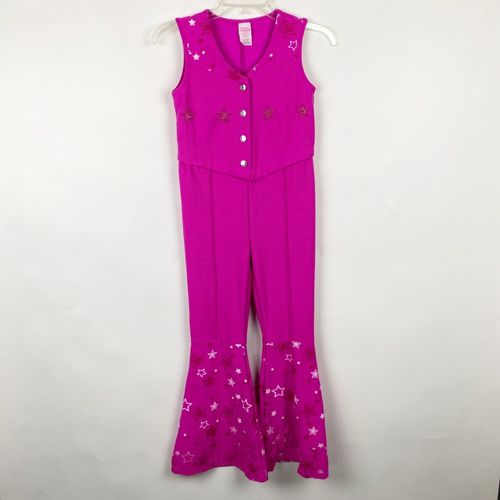 Barbie The Movie Spirit Western Star Print Flare Jumpsuit Kids Size M Pink